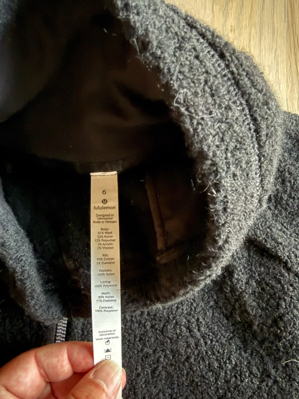 lululemon athletica Black Bouclé Hooded Jacket with Nylon Lining